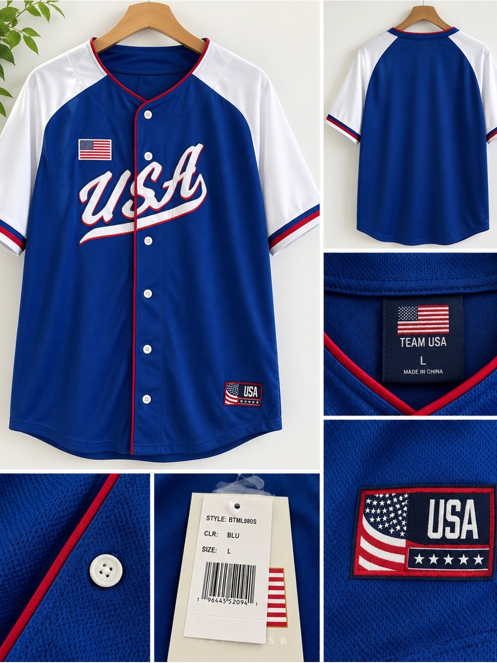 Team USA Blue Baseball Jersey Shirt